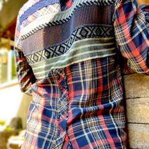 We the Free Cotton Patterned Plaid Button-Up
